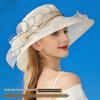 Elegant Women's Organza Sun Hat with Large Flower - European & American Style