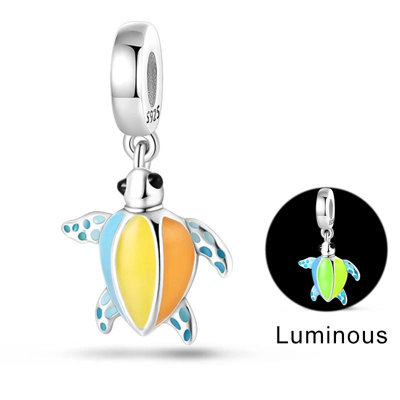 Turtles Whales Chameleon Luminous Firefly Butterfly Heart Fit Pan Charms Copper Original Bracelet For Jewelry Making