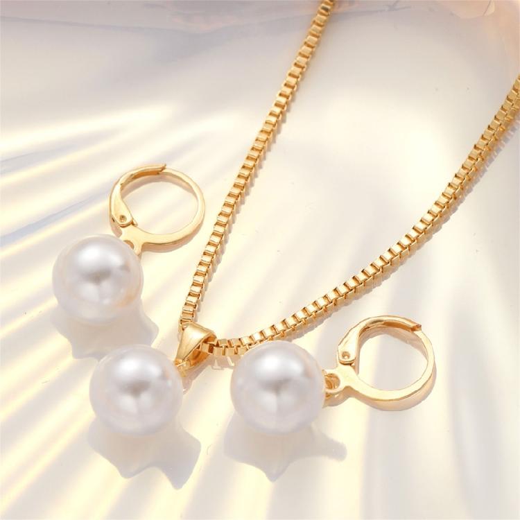 Pearls Jewelry Set Chain Necklace Women Office Wear Accessories Suitable for Business Meetings and Social Gatherings
