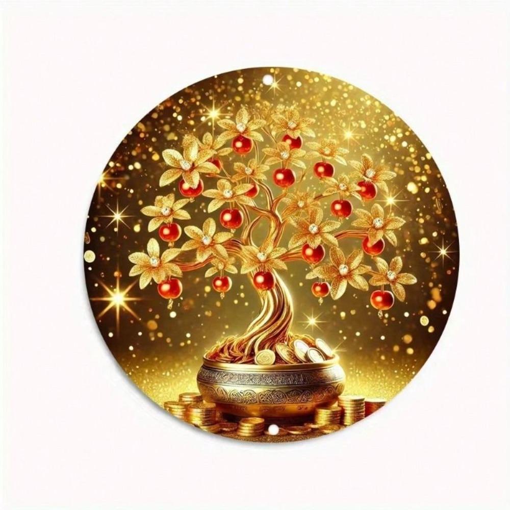 Metal Wall Art Poster Money Tree Vintage Gold Living Room Decor