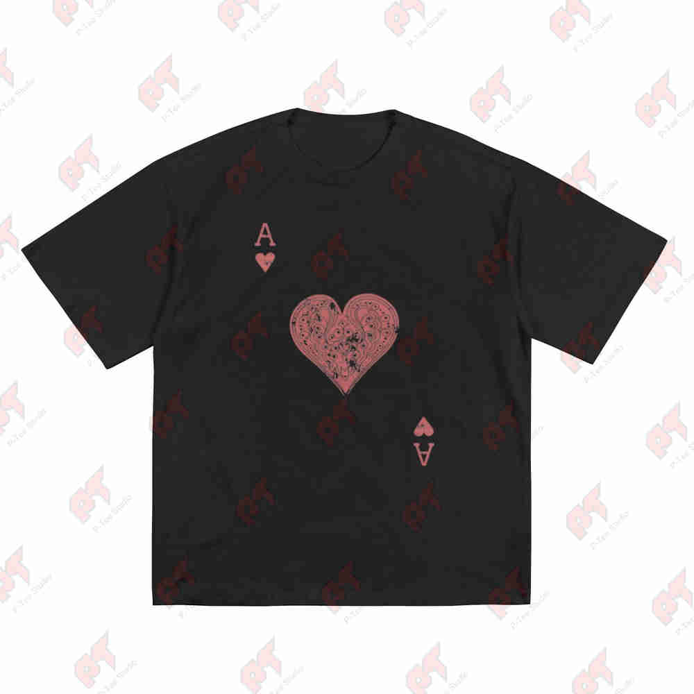 Red Spades Heart Short Sleeve Tee 100% Cotton T-Shirt