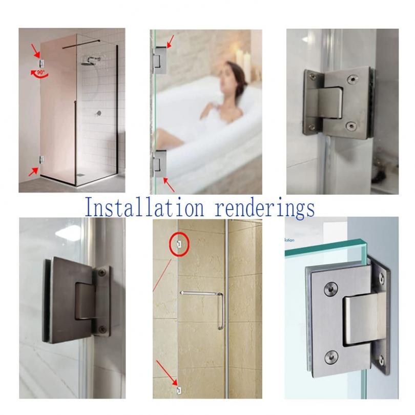2Pcs 90 Degree Stainless Steel Glass Door Hinge Household Bathroom Cabinet Rotary Connection Hardware Accessories