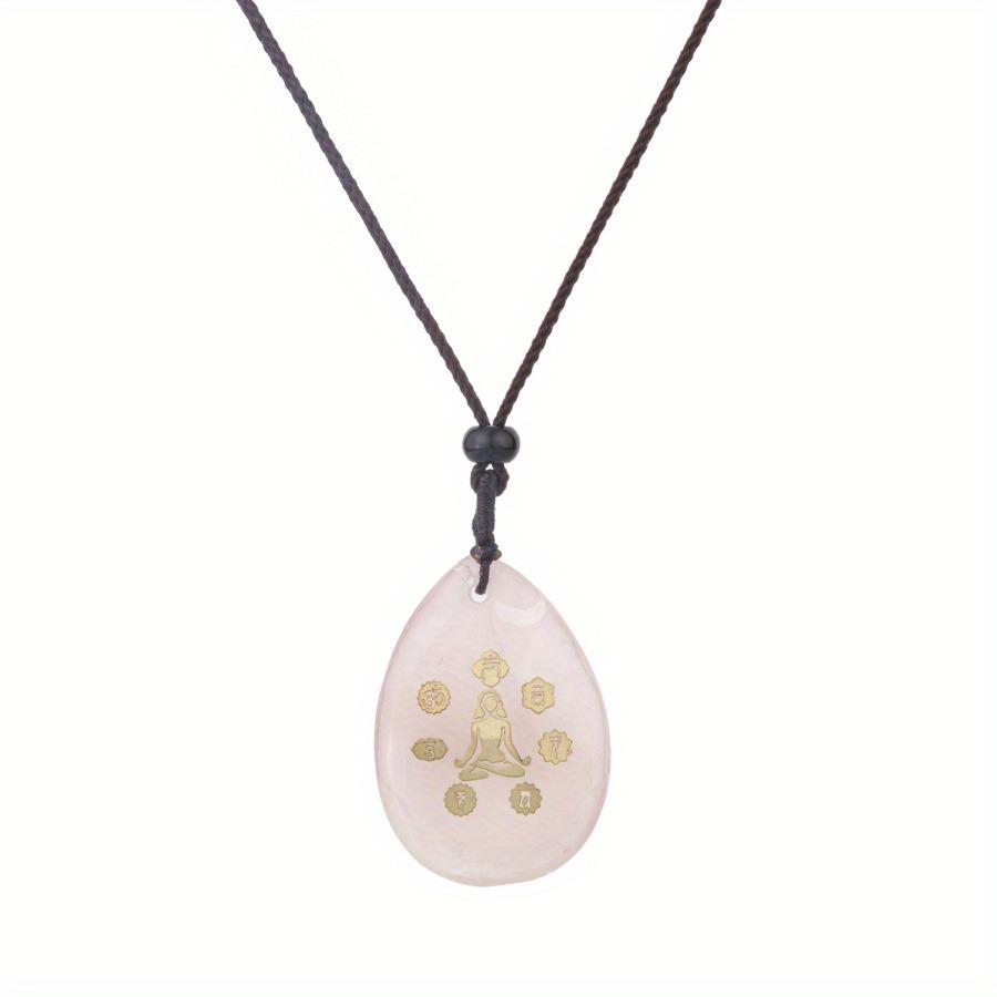 

Natural Stone Crystal Carved Yoga Pendant Necklace Adjustable Necklace Natural Gemstone Drop Amethyst Meditation Jewelry Gifts
