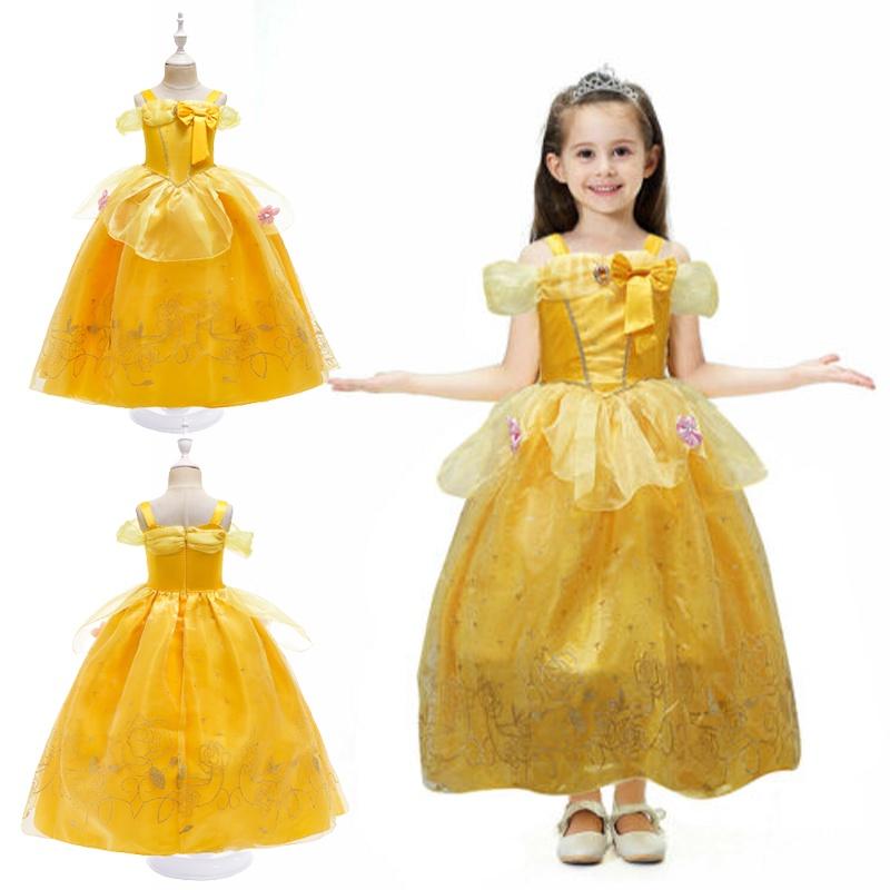 Soft Comfortable Girls Princess Belle Costume For Xmas/halloween/fancy Dress