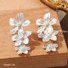 Vintage High-End Retro Flower Tassel Earrings in Zircon