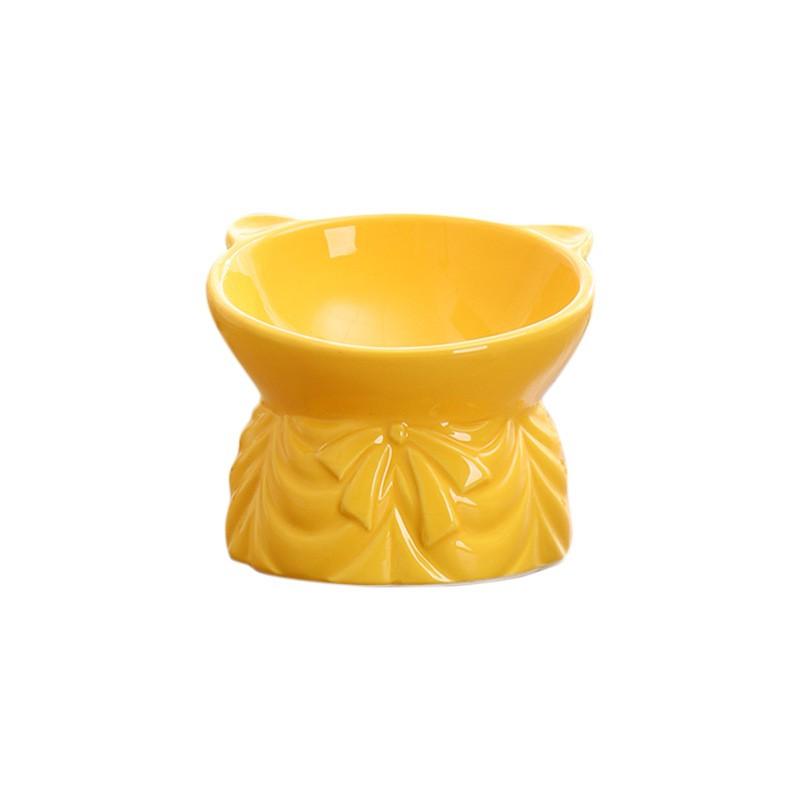 Elevated Ceramic Cat Bowl With Angled Rim Neck Support Anti-Chin Acne Pet Food Water Dish Cats