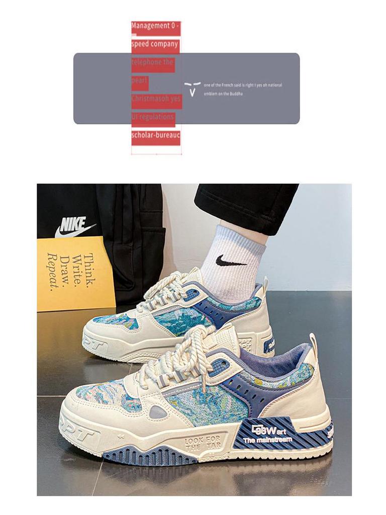 2025 Men's Trendy Breathable Canvas Sneakers: Versatile, Non-Slip, Thick-Soled Skate Shoes