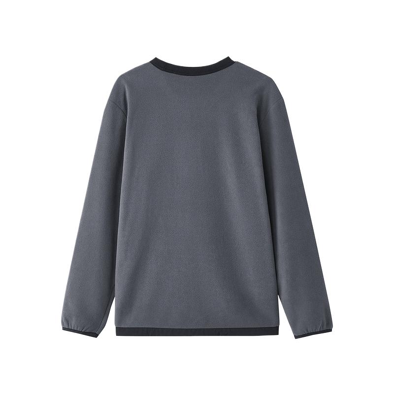 Skechers Outdoor Series Simple Letter Comfortable Warm Knitted Crew Neck Sweatshirt Men Sweatshirt Periscope-Gray L424M012-0403