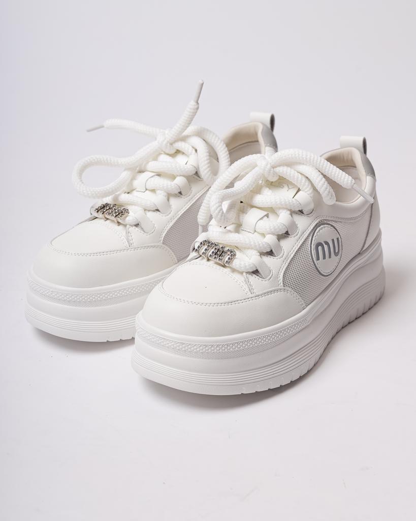 Кроссовки на платформе с сеткой Allsy 6808 36 белые кожа текстиль