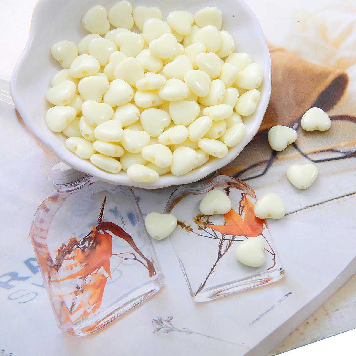 

1250 шт. Красочные акриловые бусины-разделители в форме сердца для изготовления ювелирных изделий, DIY аксессуары 12×11mm слоновая кость