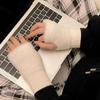 Mink Fleece Soft Winter Warmth Half Finger Gloves For Women'S Solid Color Plush Knitted Fingerless Gloves Wrist Mittens Writting