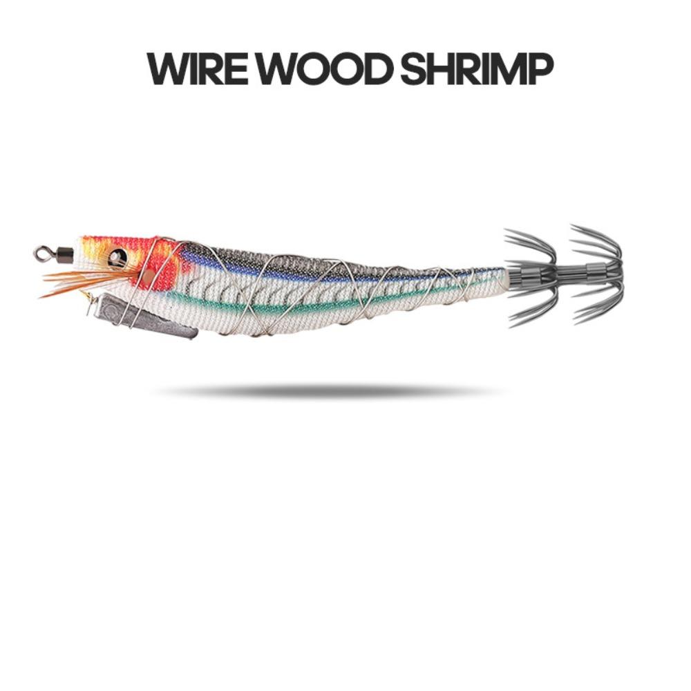 Plastic Metal Wire Wood Shrimp Multicolor Octopus Lure Durable Fishing Bait  Fishing