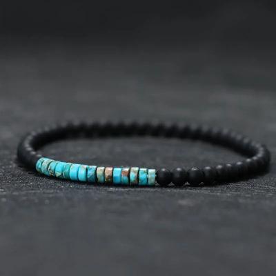 Nuovo braccialetto minimalista con perline da 4 mm, unisex, con piccola pietra in onice imperatore, per meditazione, yoga, coppia, braccialetti Pulsera