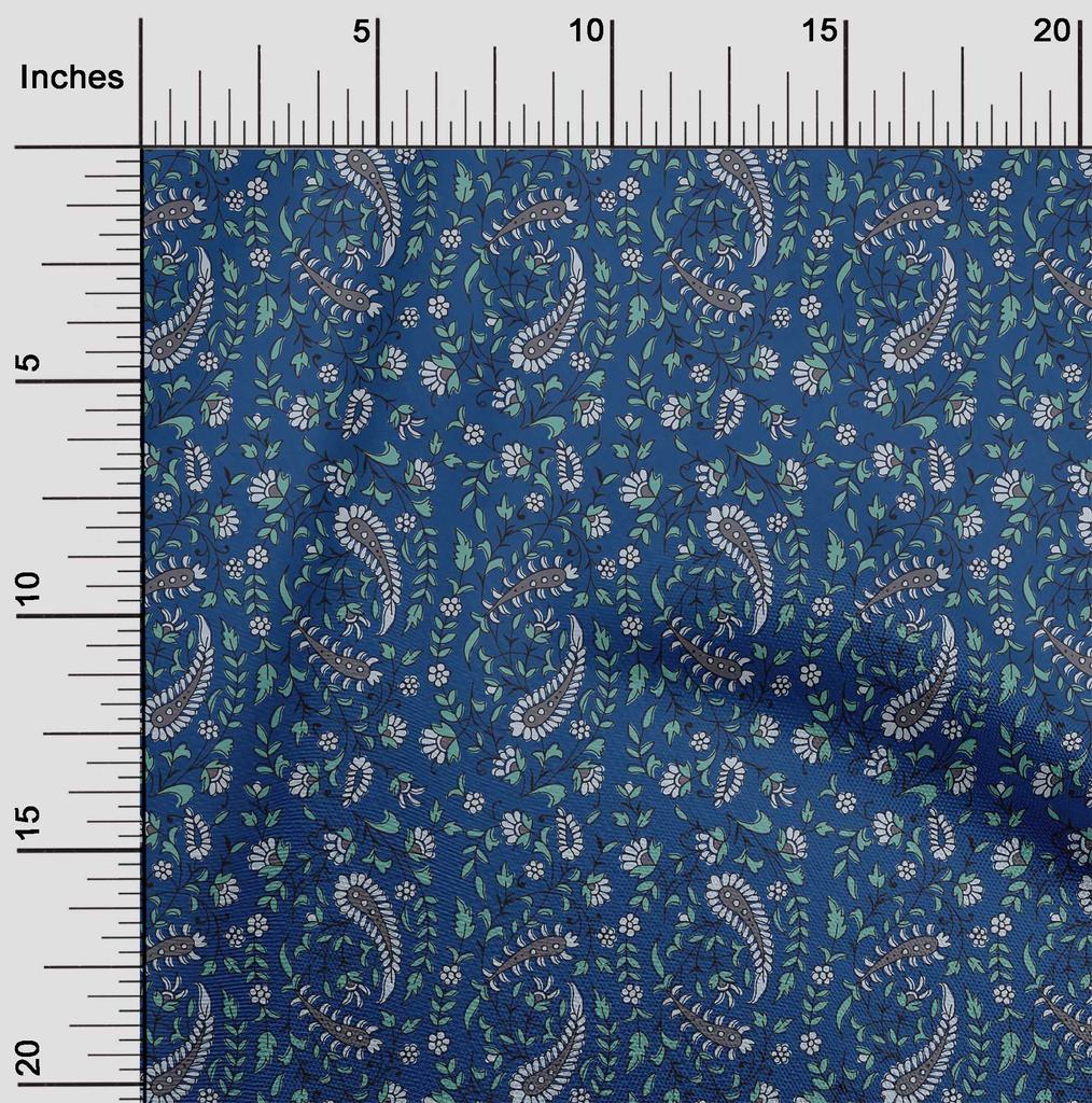 oneOone Cotton Flex Fabric Leaves|Floral & Paisley Block Print Fabric By The Yard 40 Inch