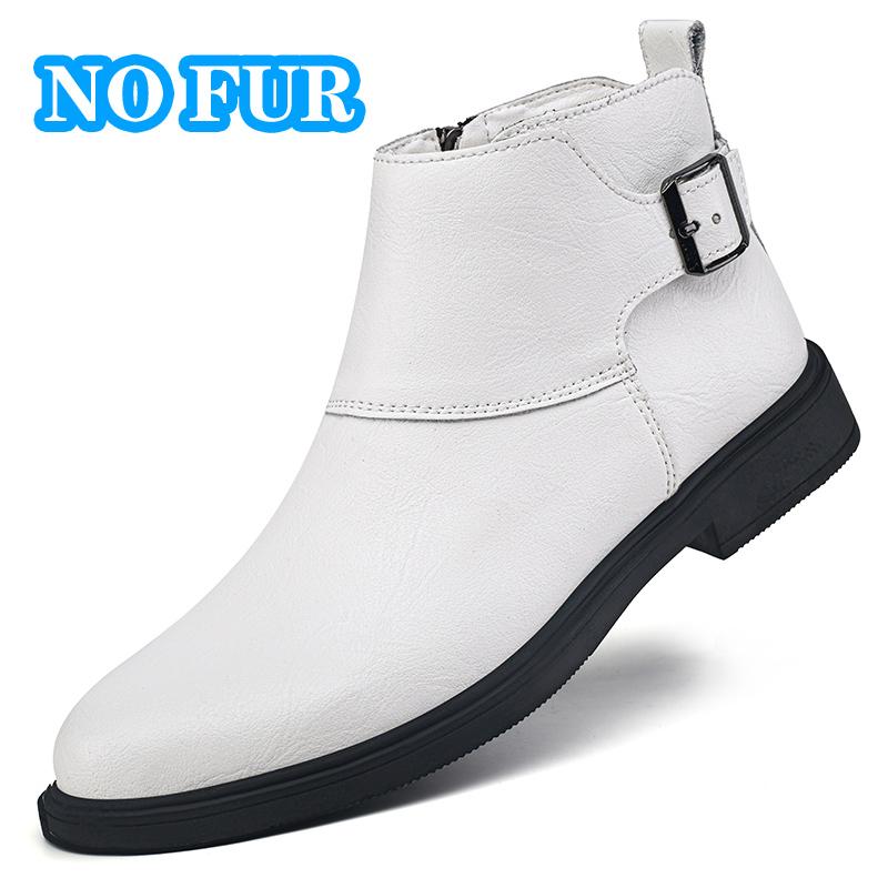 Echtes Leder Herren Chelsea Stiefel Luxus Marke Männlichen Grund Stiefel Hohe Qualität Winter Plüsch Schnee Schuhe Bequeme Wanderschuhe