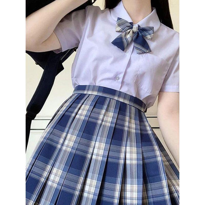 Grid Shaped High Waisted A- line Skirt Plaid High Waist Preppy Style A- line Skirt