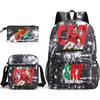Large Capacity Schoolbag with Shoulder Strap; Student Three-piece Pencil Case Set