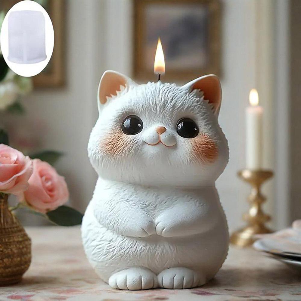1PC Cute Cat Silicone Mold for DIY Aromatherapy Candle Baking Mousse Cake And Biscuit Decorative Plaster Ornaments