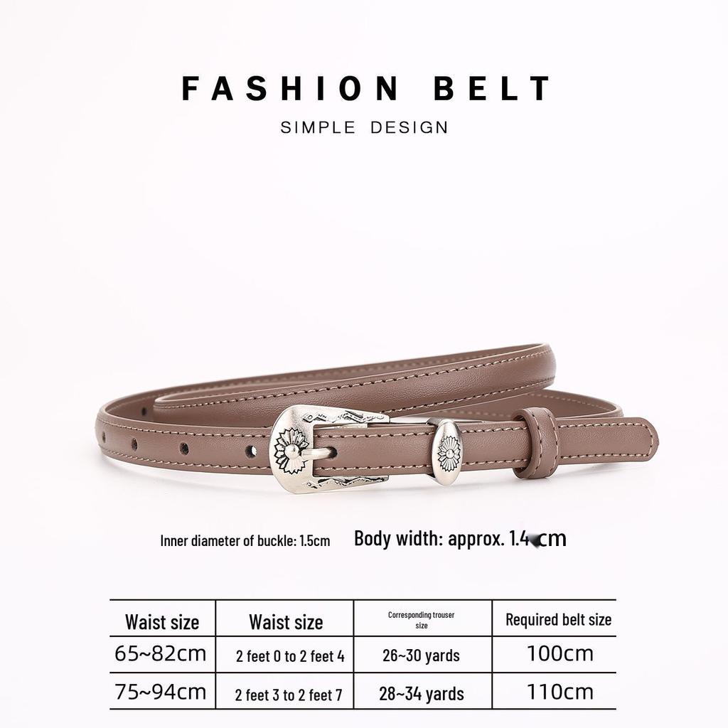 Women's Genuine Leather Fashion Belt - Versatile, Thin Cowhide Waistband for Suits & Dresses