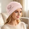 Damen-Turban mit Blumenmuster - Leichte Strickbasis für den täglichen Gebrauch