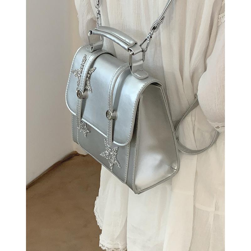 Rucsac la Modă Geantă de Damă Nou PU Designer Stea Argintiu Versatil Rucsac Casual Geantă de Mână Geantă de Umăr