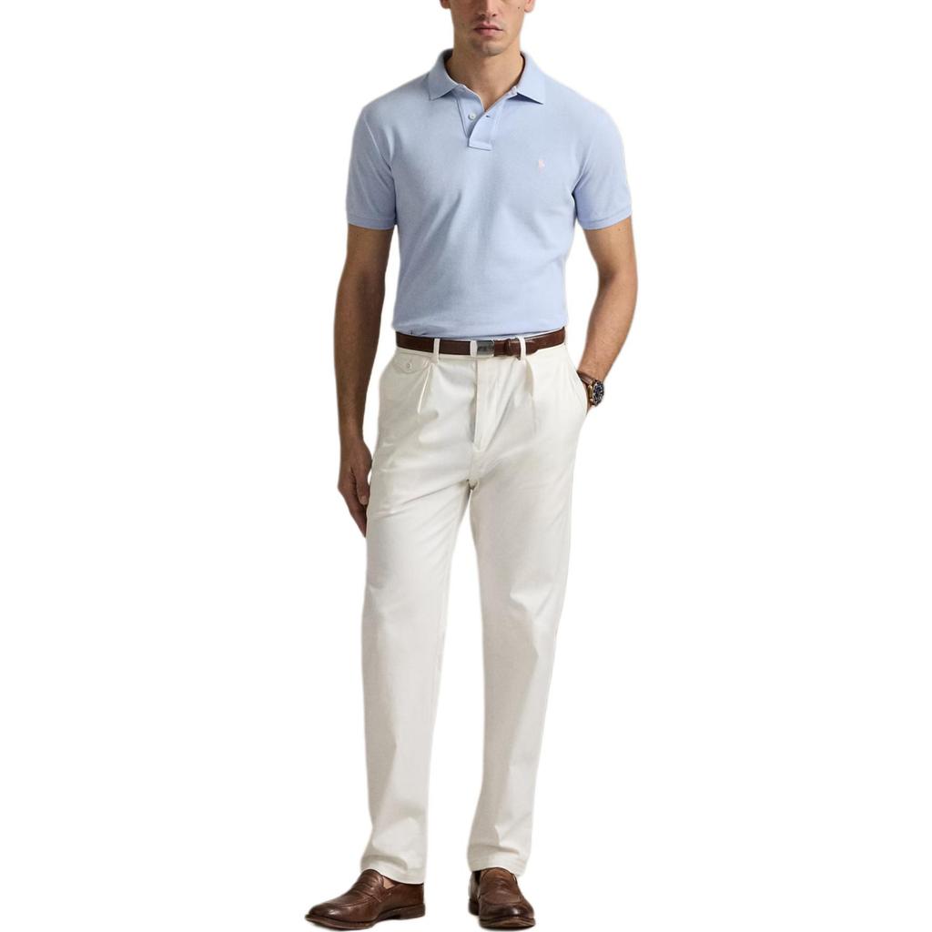 Polo Ralph Lauren Solid Logo Slim Fit Polo Shirt Men Tops Light-Blue 710680784-425