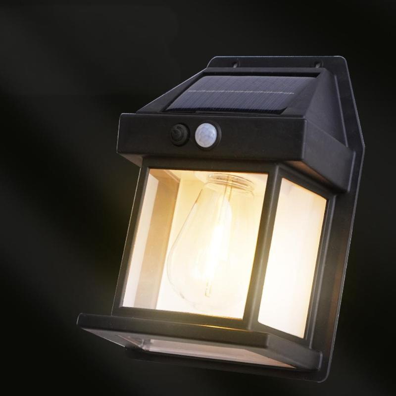Outdoor Solar Wall Lamp Waterproof Tungsten Filament Lamp Induction Lamp Household Garden Wall Light Villa Lighting Night Light