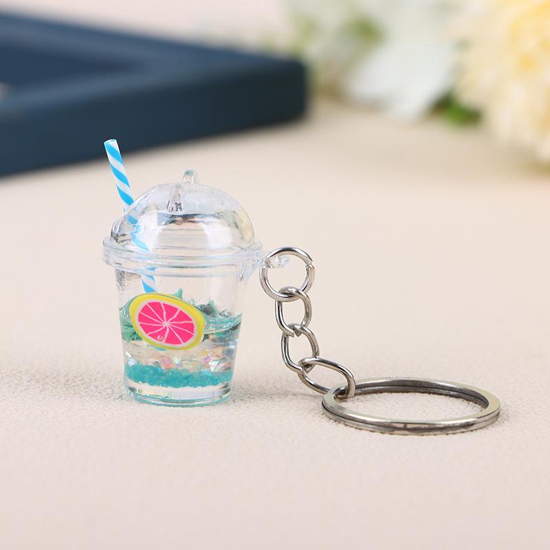 1Pc  Creative Mini Luminous Milk Bubble Tea Cup Keychain For Women Men Cute Bag Pendant Car Key Ring Jewelry Gifts