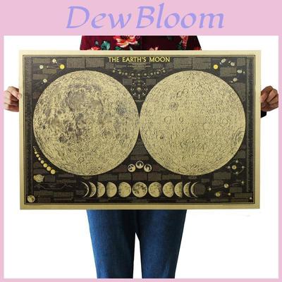 Poster Retro Grande Vintage Papel Lua da Terra Mapa Mundi Decoração de Parede Deslumbrante Para Casa