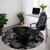 1pc Black and White Floral Carpet, Round Non Slip Durable Large Size Office Carpet, Suitable for Office