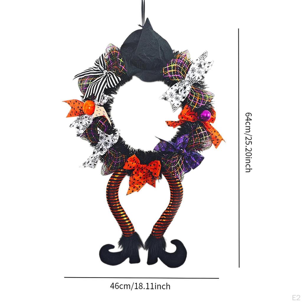Halloween Wreath Gnome with Legs Front Door Ornament Pendant Hanging for Haunted House