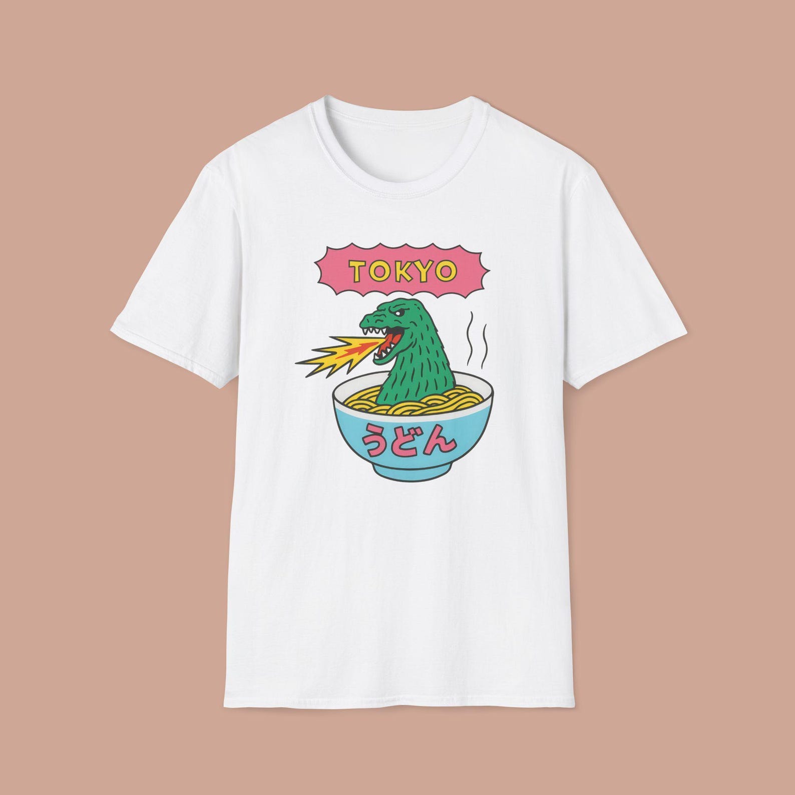 Kaiju Noodle Shirt : Retro Japanese Anime Mashup Ramen Graphic Tee L