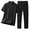 Men's Summer Quick-Dry Ice Silk Running Suit: Polo Shirt & Shorts for Middle-Aged and Elderly