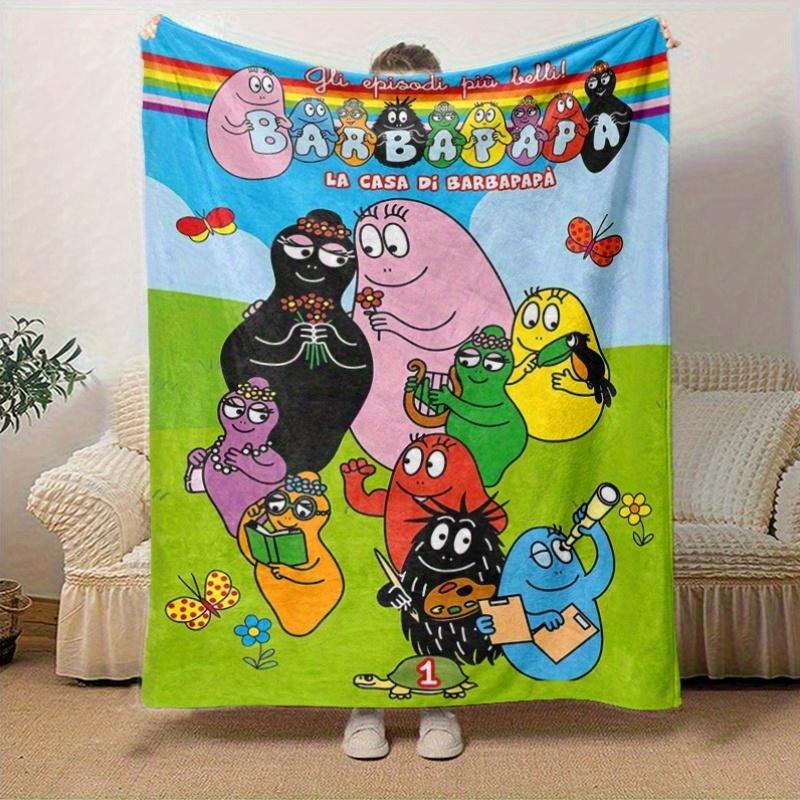 1pc, Barbapapa Rainbow Family Blanket, Soft Throw for Home Decor, Couch Cover, Outdoor Use, Travel, Camping, Car, Beach, Office Nap, Perfect Gift for