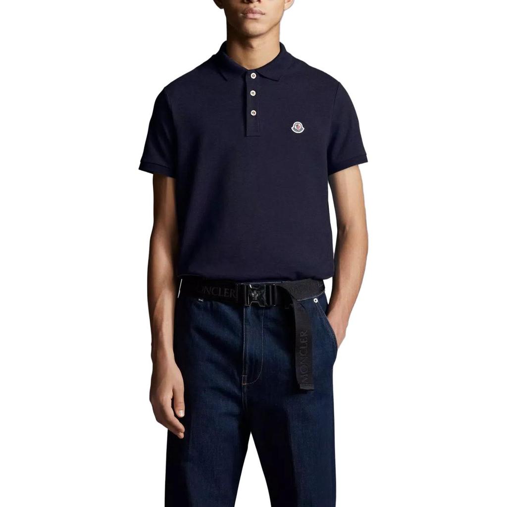 Moncler Logo Polo Shirt Navy Blue Men Streetwear I10918A000198455677X