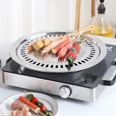 Grelhador de Churrasco Indoor Sem Fumaça - Chapa de Churrasco Espessa de Aço Inoxidável e Placa de Assar