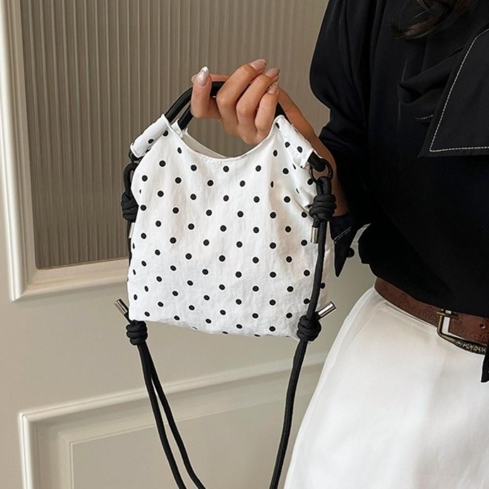Drawstring Closure Polka Dot Shoulder Bag Nylon Female Tote Bag Crossbody Bucket Bag Outdoor
