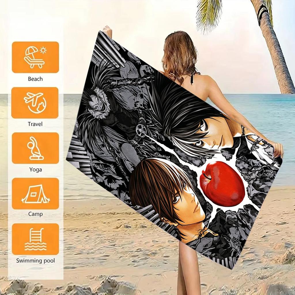 1pc D-Death Note Themed Beach Towel Microfiber Quick Dry Soft Skin Friendly Gym Sports Towel Trendy Beach Accessories