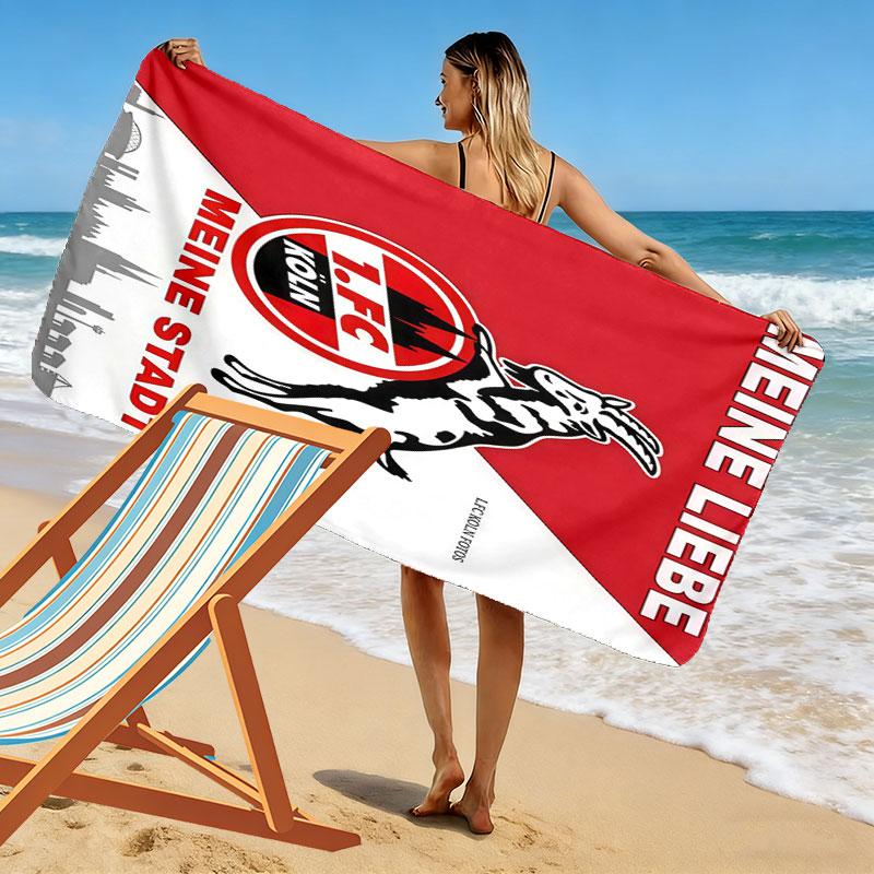 1. Poster FC Köln Stampa Asciugamano da Spiaggia, Asciugamano Grande Morbido Asciugatura Rapida per Spiaggia Campeggio Nuoto