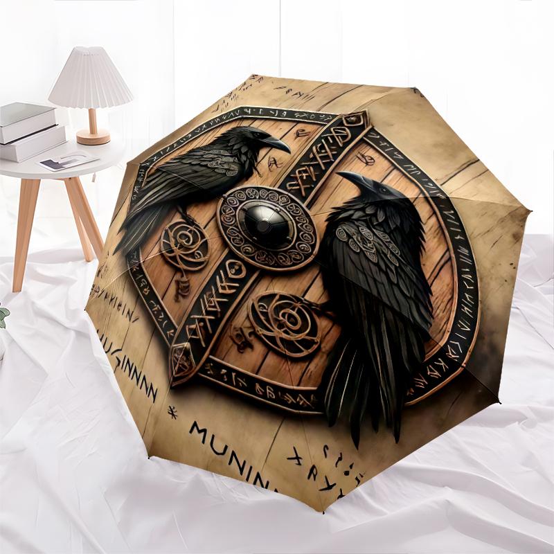 

1PC Viking theme Umbrella Portable Folding Umbrella Iron Frame Hole Bone Structure Outdoor Home Umbrella A3 разноцветный