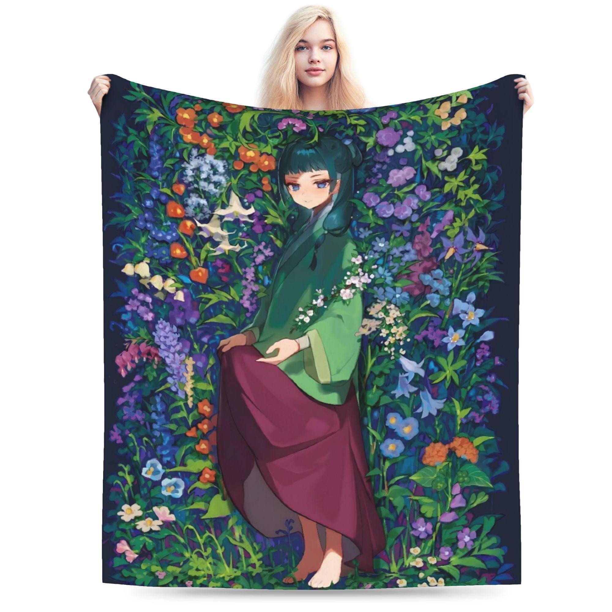 Die Tagebücher einer Apothekerin Anime Maomao Decke Samt Herbst/Winter Dünne Überwürfe für Bett Reise Bettwäsche Überwürfe 75X95CM gray