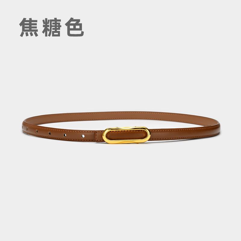Four Seasons Available New Women'S Small Belt Multi Color Versatile Thin Belt Paired With Jeans Belt, Leather Second Layer Cowhide Belt