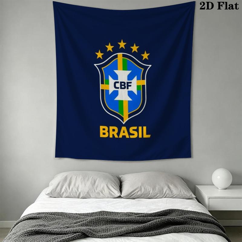 Brazilian Football Wall Tapestry Aesthetic Wall Hanging Printed Fabric Blanket Decorative Tapestries for Bedroom Living Room Home Decor