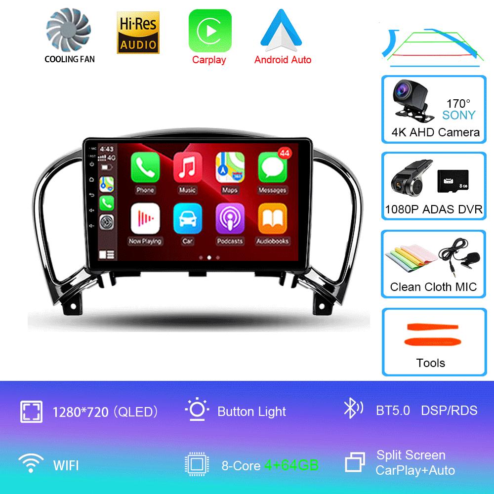 Video Player DSP Radio Android 14 Navigation Multimedia Player For Nissan Juke YF15 2010 - 2014 Carplay Auto Stereo DVD BT