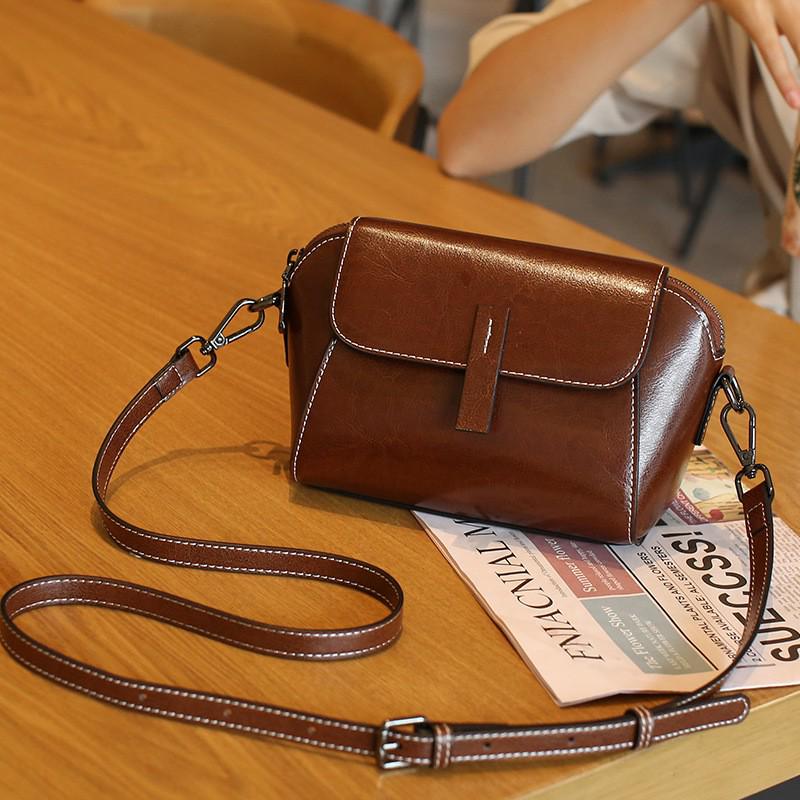 Oil Wax Cowhide Shell Shoulder Crossbody Bag for Women - Hot-selling, High-end, Small Handbag