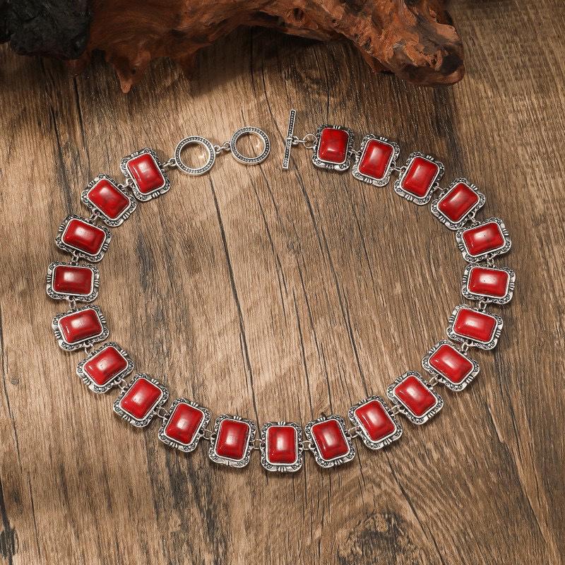 Retro Ethnic Style Alloy Collarbone Chain Hollow Flower Creative Necklace Bohemian Hanfu Ancient Clothing Neck Chain Necklace