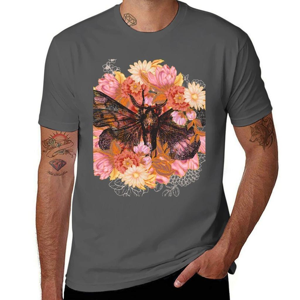 Moth Floral Wreath Tshirt Casual Graphic Print Tee
