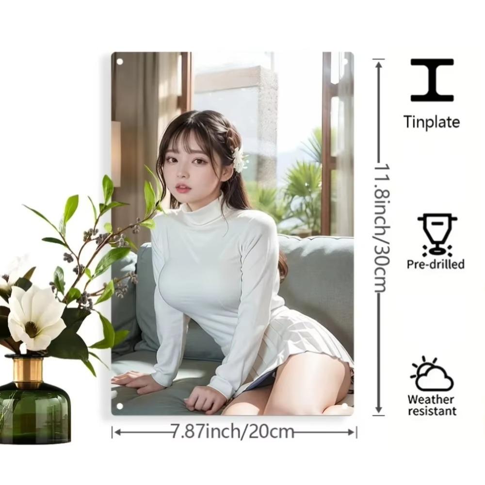 Metal Wall Art Plaque Weatherproof Home Garden Decor Woman Silhouette