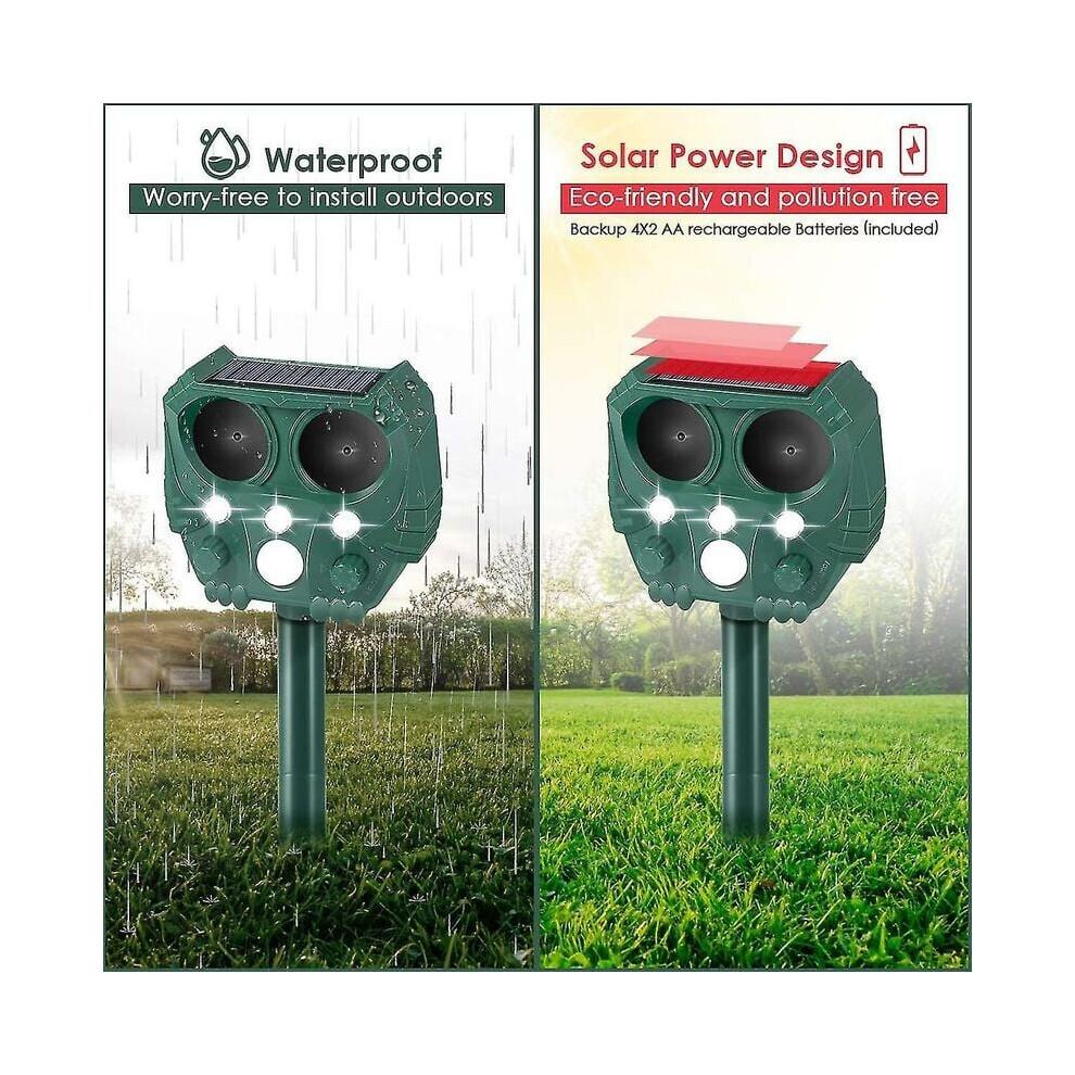Tierabwehr, Ultraschall-Abwehrmittel für Außenbereiche, Solarbetrieben und Wasserdicht, Schützt Bauernhöfe, Gärten, Höfe vor Hunden, Katzen, Wildtieren, Wit