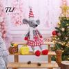 Zacht Knuffel Cadeau Kerst Knuffel Muis Pop, Knuffeldier Speelgoed met Kerstmuts, Pop Schattig Ornament voor Feestelijk Huis Tafelblad Plank Decoratie Kerstboom